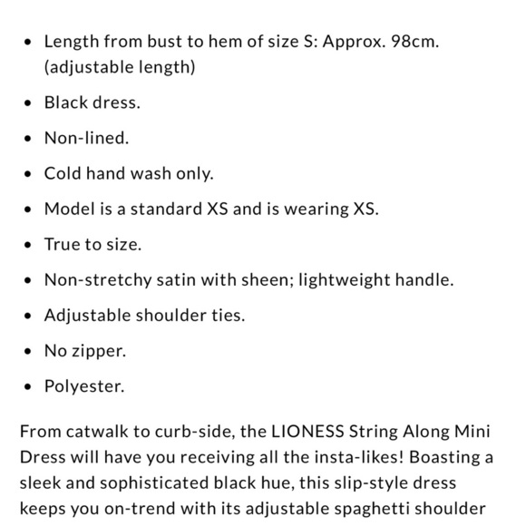 NWT Lioness String Along Mini Dress Black Size XS - Picture 5 of 7